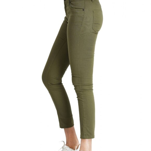 Women's Mid-Waist Cotton Stretch Pant - GREEN SZ 8,10,12,14 NWT - Picture 4 of 5
